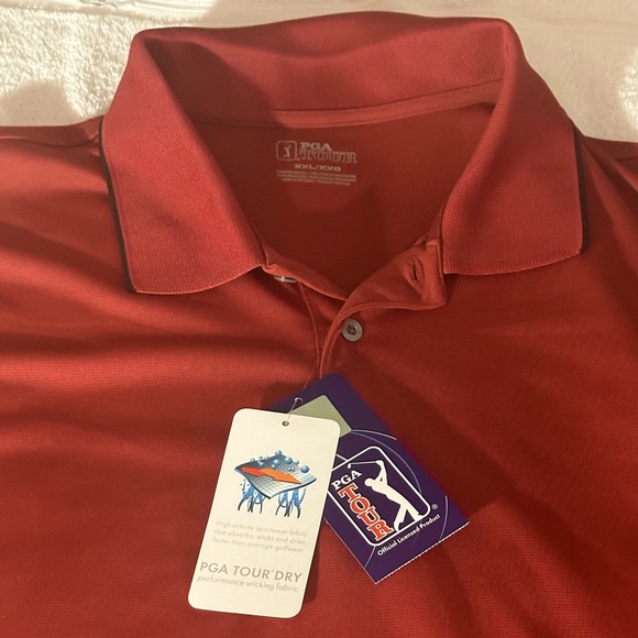 PGA Tour Other - PGA Tour Polo Shirt Adult XXL Short Sleeve Red (Apple) Golfing Mens 420460